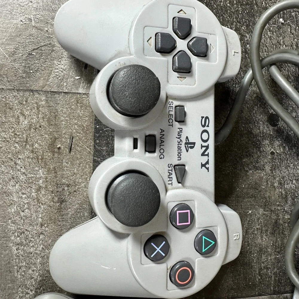 Set of 2 PlayStation PS1 DualShock Controller SCPH-1200 Grey Analog Wired